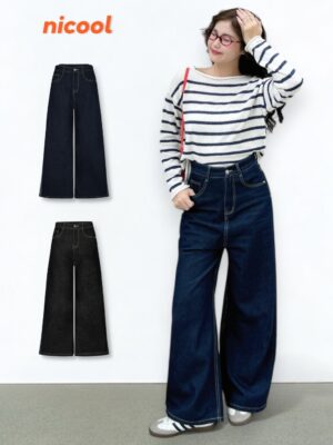 Quần Jean Nữ Ống Suông Rộng NICOOL N41-Q64 - Quần Bò Lưng Cao