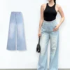 Quần Jean Nữ Suông Ống Loe Rộng NICOOL N41-Q53 - Xanh Nhạt Wash