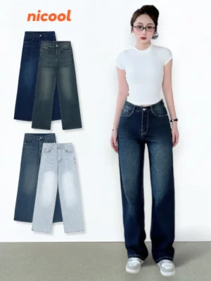 Quần Jeans Nữ Ống Suông NICOOL N41-Q18 - Denim Xanh Dày Dặn