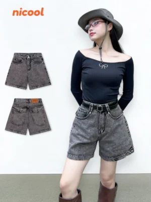 Quần Short Jean Nữ Túi Hộp NICOOL N41-D3 - Quần Đùi Xám Thời Trang