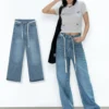 Quần Jean Nữ Ống Suông NICOOL N41-Q51 - Xanh Nhạt Wash Kèm Dây