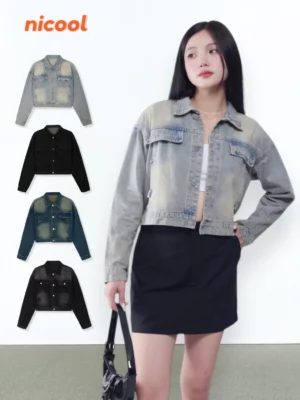 Áo Khoác Jeans Nữ Croptop NICOOL N41-K1