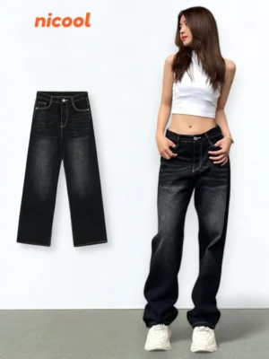 Quần Jean Nữ Ống Suông Black Wash NICOOL N41-Q17 - Màu Đen Cao Cấp