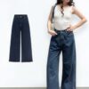 Quần Jean Nữ Ống Suông Rộng NICOOL Lai Phối Tua Rua Quần Bò Trơn Lưng Cao Tôn Dáng Nữ Tính N41-Q66