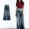 Quần Jean Nữ Ống Suông Rộng NICOOL Lưng Cao Tôn Dáng Quần Bò Nữ Denim Nhấn Tua Rua Wash N41-Q62