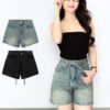 Quần Short Jean Nữ Ngắn Nicool Lưng Cao Kèm Dây Quần Đùi Bò Ống Rộng Năng Động Tôn Dáng N41-D5