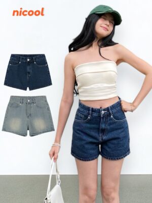 Quần Short Nữ Jean NICOOL Form Ngắn Quần Đùi Nữ Túi Thêu Lưng Cao Tôn Dáng Nữ Tính N41-D9